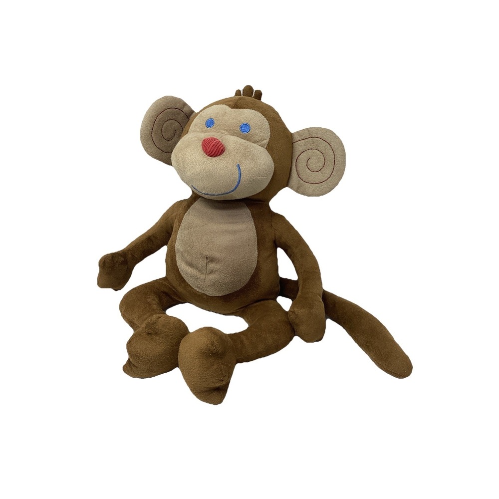 NoJo Crown Crafts Monkey Brown Cream Red Corduroy Nose Plush Stuffed Animal 10"